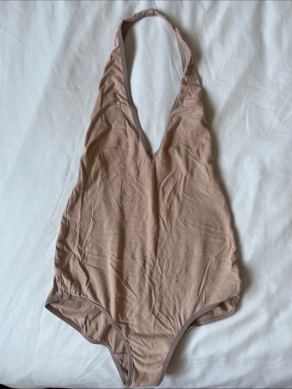 American Apparel Halter Bodysuit in Taupe Pink
